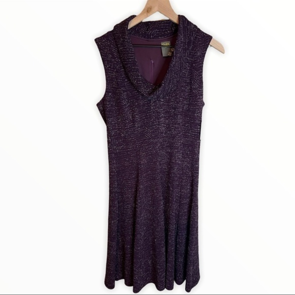 Just Taylor Plum Stone Draped Neck A-line Dress NWT Size 8‎